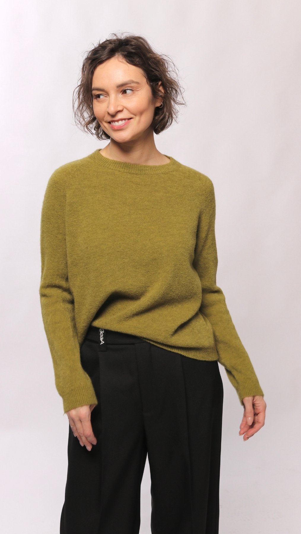Alpaca and viscose sweater Olive - BeaA - Be At Home with Yourself - sweater