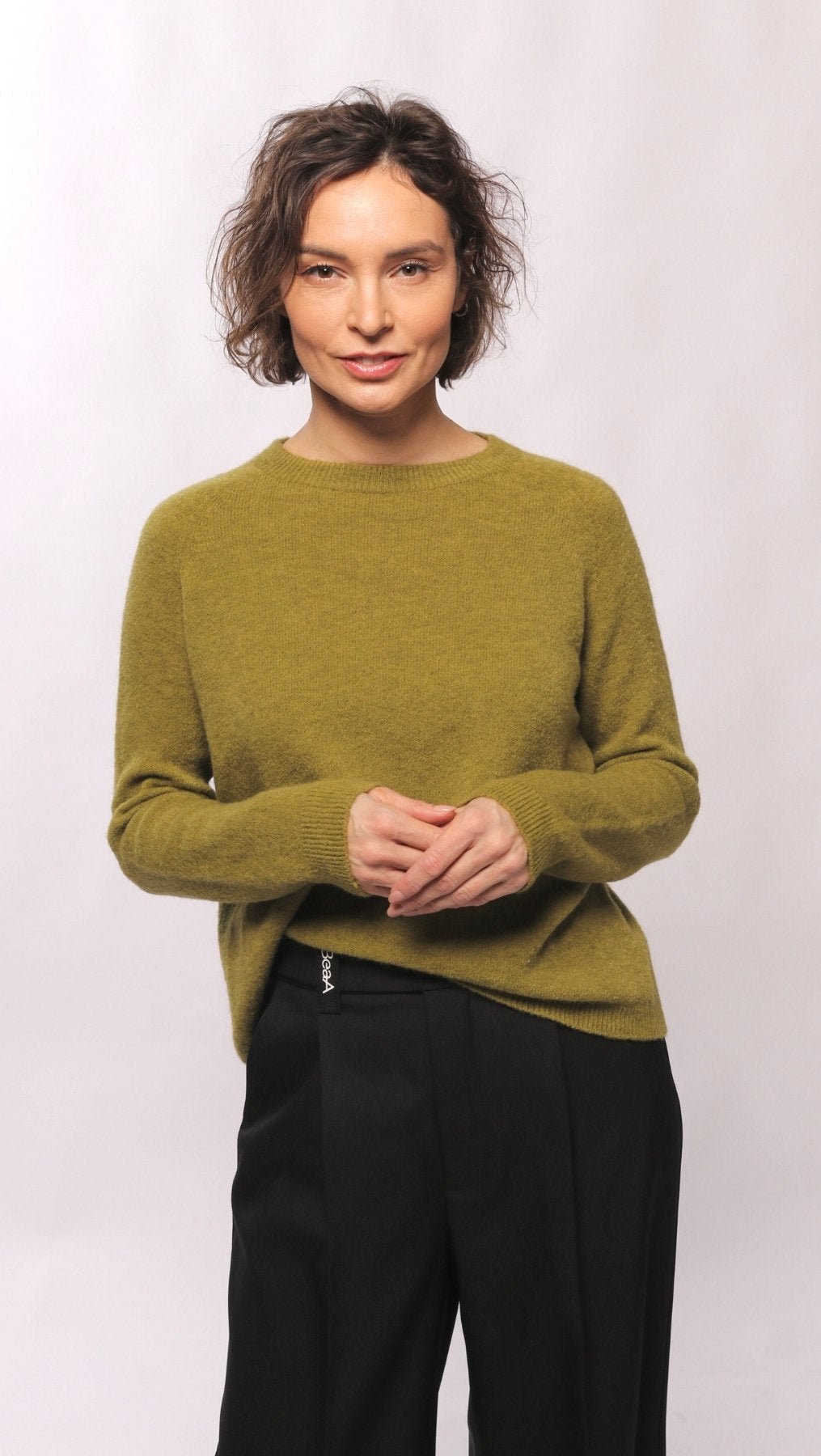 Alpaca and viscose sweater Olive - BeaA - Be At Home with Yourself - sweater