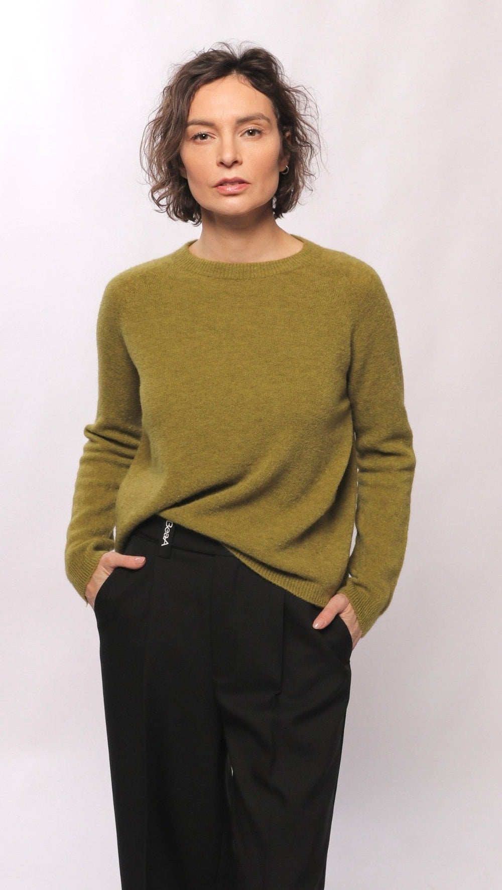 Alpaca and viscose sweater Olive - BeaA - Be At Home with Yourself - sweater