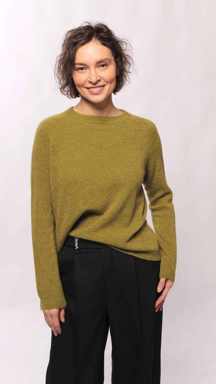 Alpaca and viscose sweater Olive - BeaA - Be At Home with Yourself - sweater