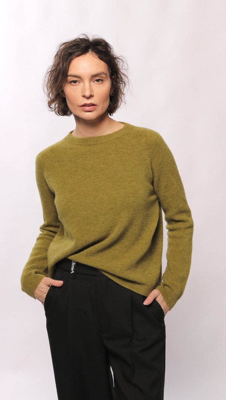 Alpaca and viscose sweater Olive - BeaA - Be At Home with Yourself - sweater