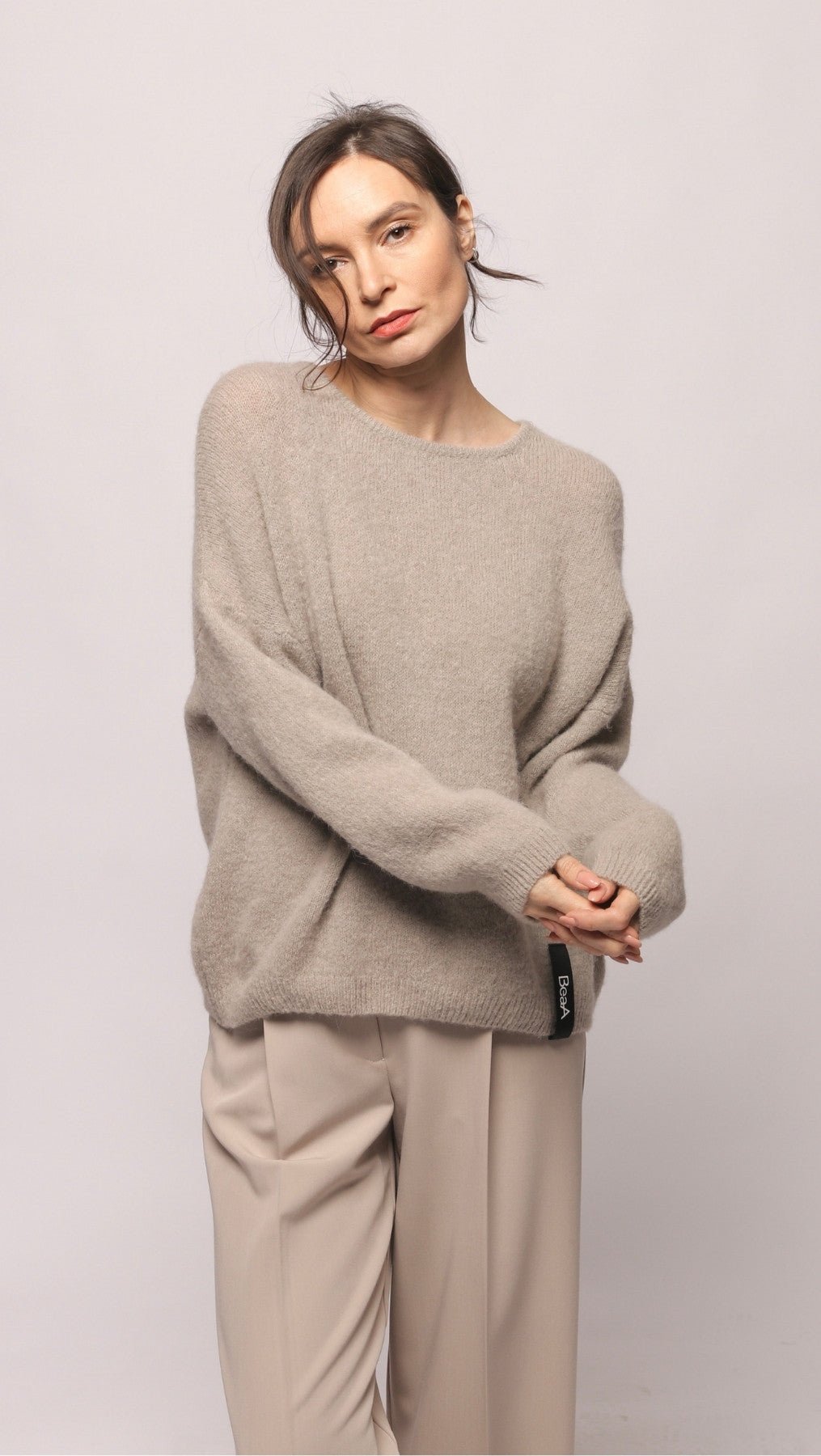 Alpaca and wool sweater Bone - BeaA - Be At Home with Yourself - Sweater