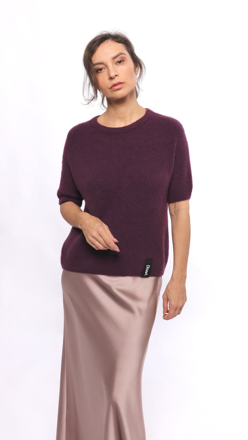Baby Alpaca sweater Plum - BeaA - Be At Home with Yourself - sweater