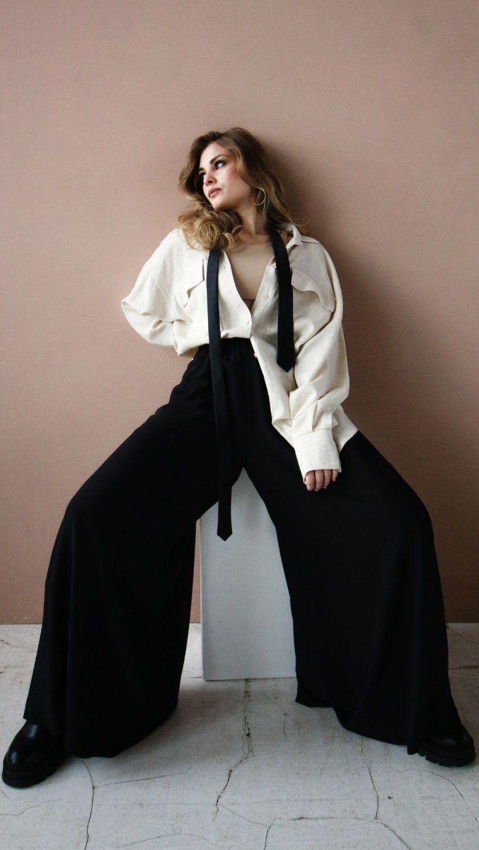 Black Palazzo Pants - BeaA - Be At Home with Yourself - Wide Trousers