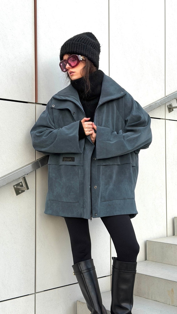 Vegan Leather Utility Jacket