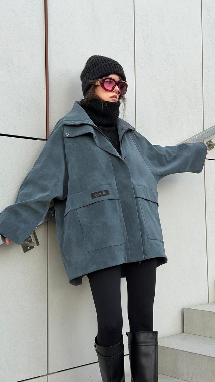 Vegan Leather Utility Jacket