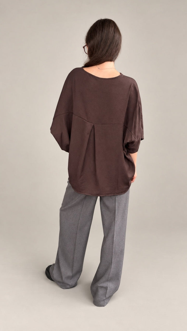 Brown pleat top - BeaA - Be At Home with Yourself - Top