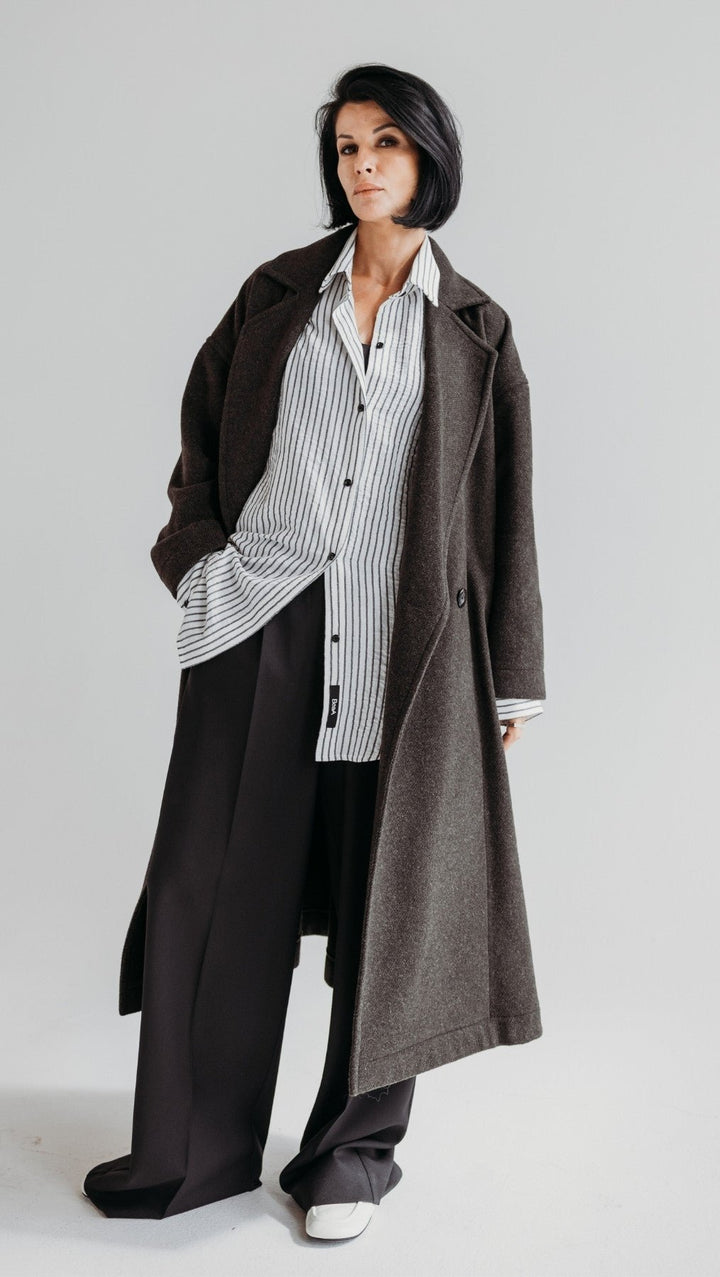 Button Coat Dark Brown - BeaA - Be At Home with Yourself - coat
