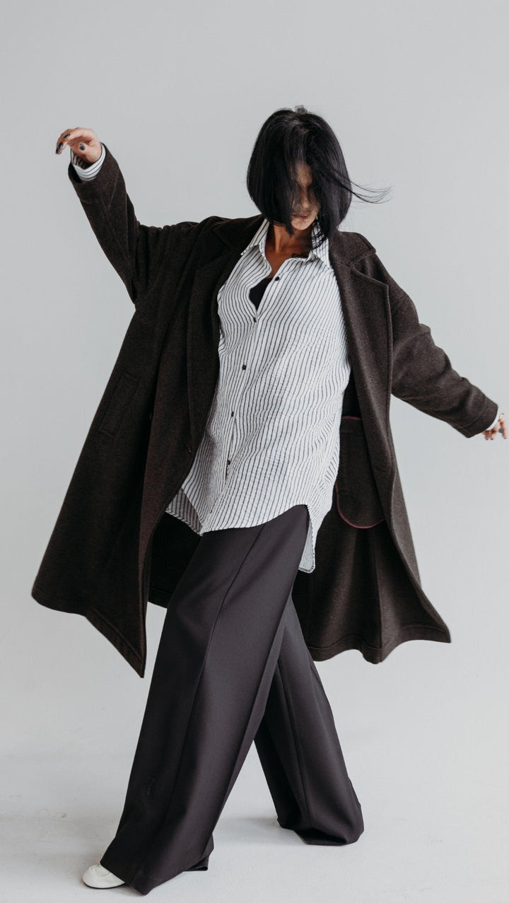 Button Coat Dark Brown - BeaA - Be At Home with Yourself - coat