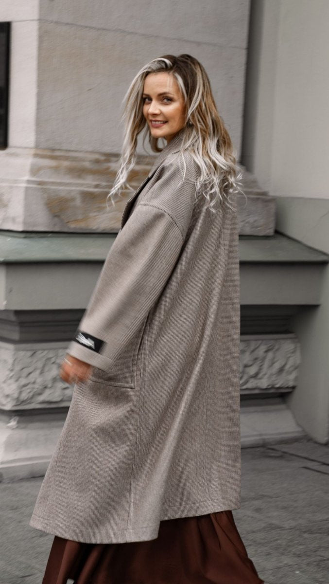 Button Coat Micro check - BeaA - Be At Home with Yourself - coat