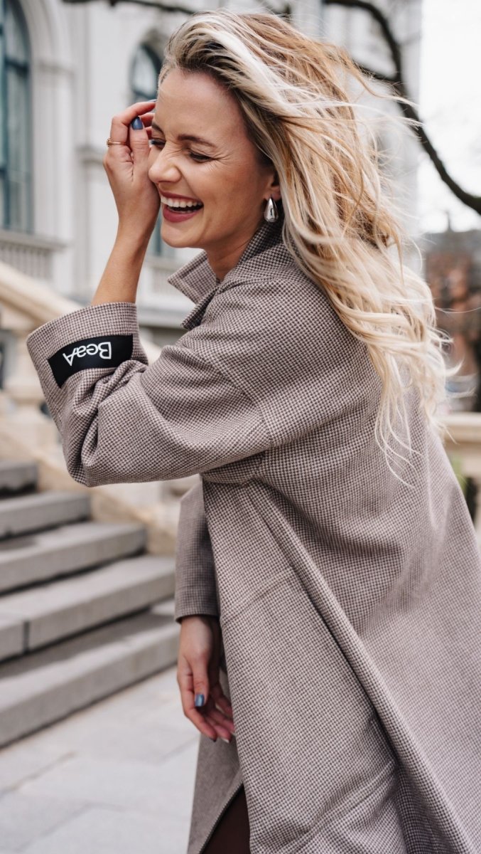 Button Coat Micro check - BeaA - Be At Home with Yourself - coat