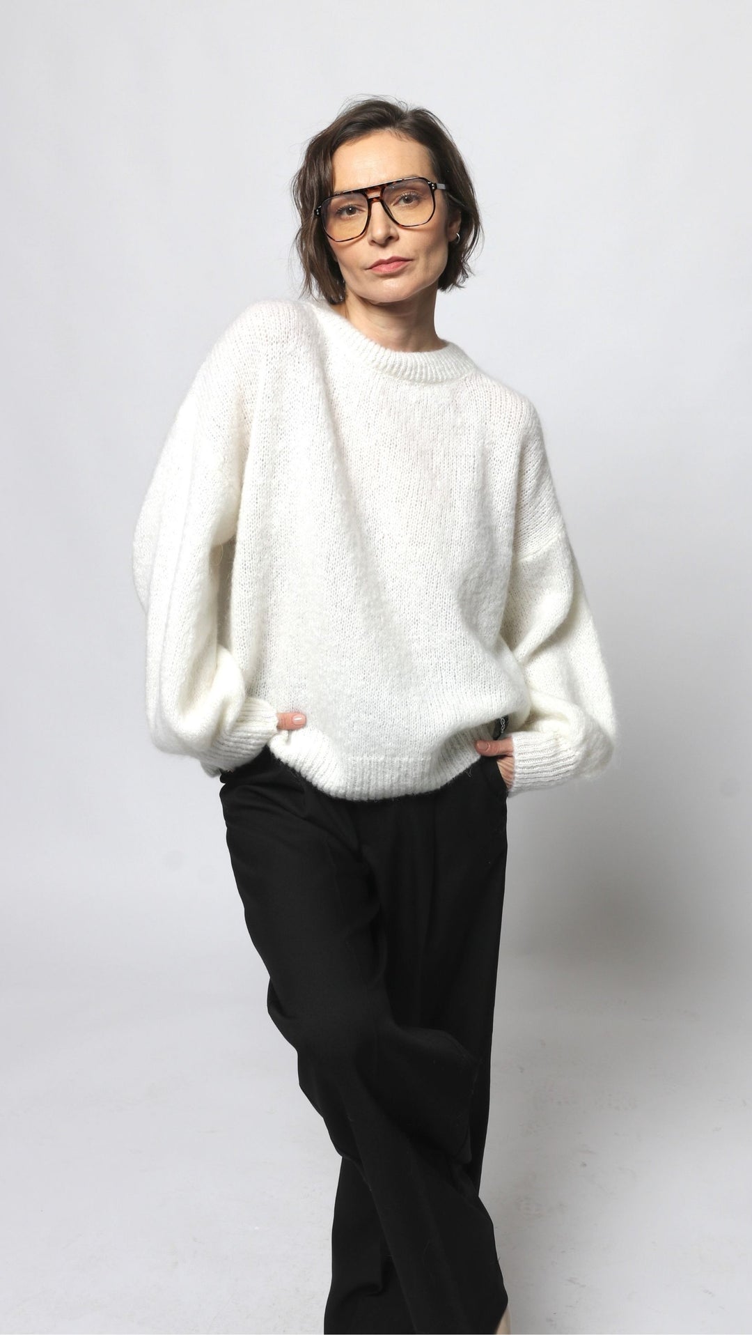 Mohair and wool Sweater White