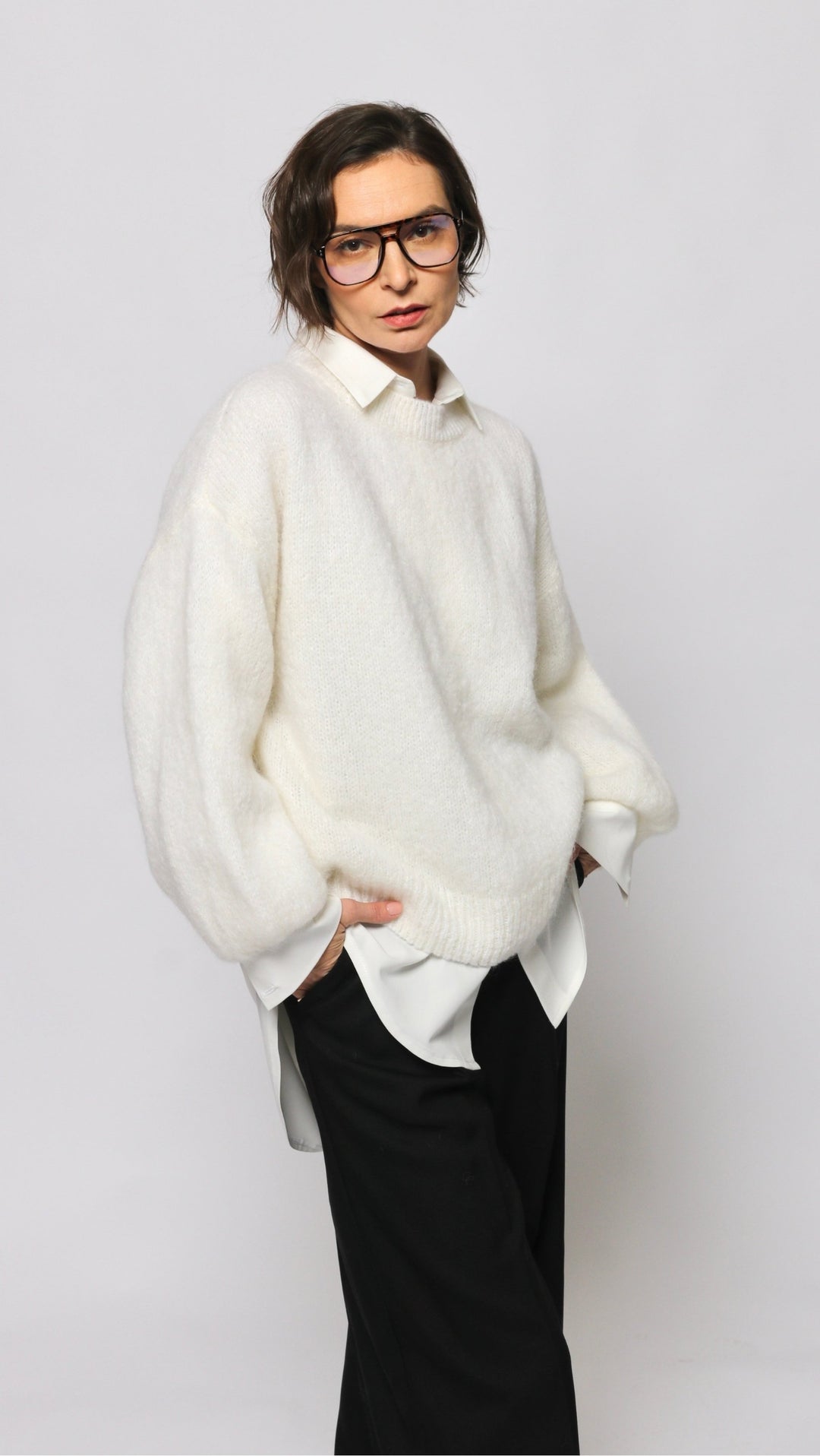 Mohair and wool Sweater White