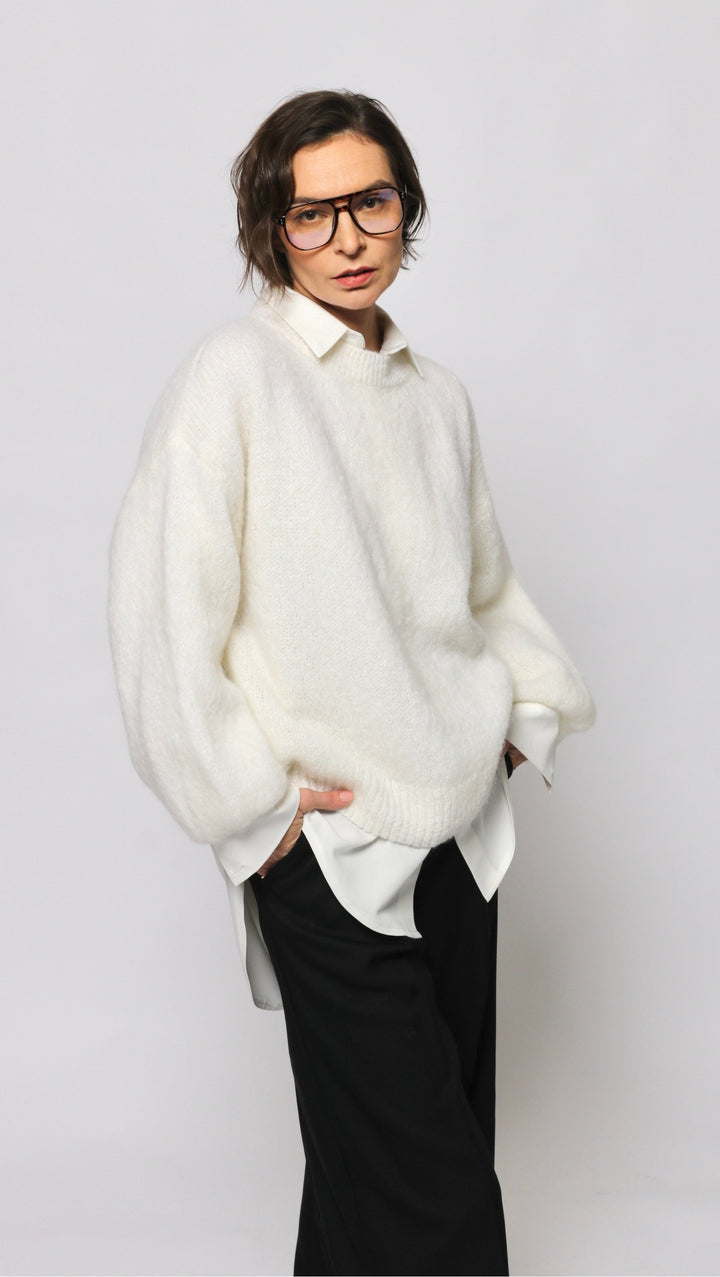 Mohair and wool Sweater White