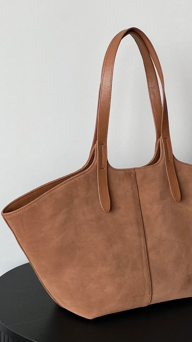 CARAMEL BROWN SUEDE TOTE BAG - BeaA - Be At Home with Yourself - Bag