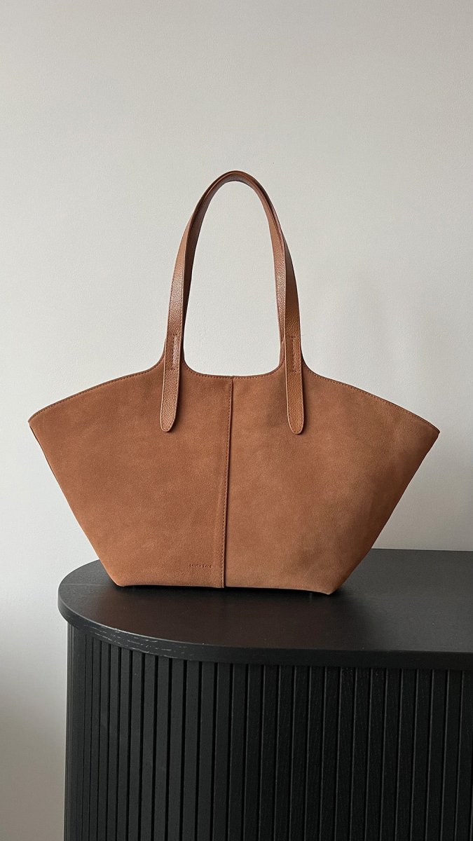 CARAMEL BROWN SUEDE TOTE BAG - BeaA - Be At Home with Yourself - Bag