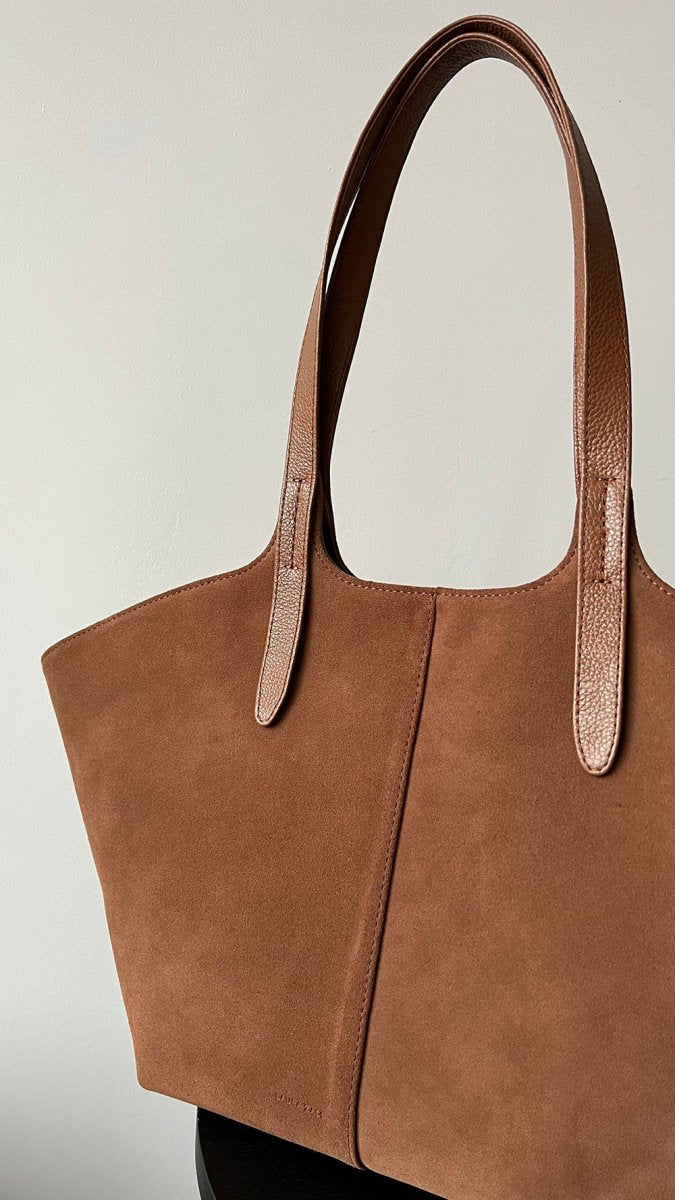 CARAMEL BROWN SUEDE TOTE BAG - BeaA - Be At Home with Yourself - Bag