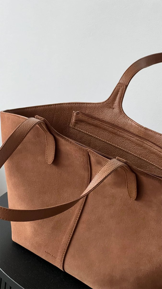 CARAMEL BROWN SUEDE TOTE BAG - BeaA - Be At Home with Yourself - Bag