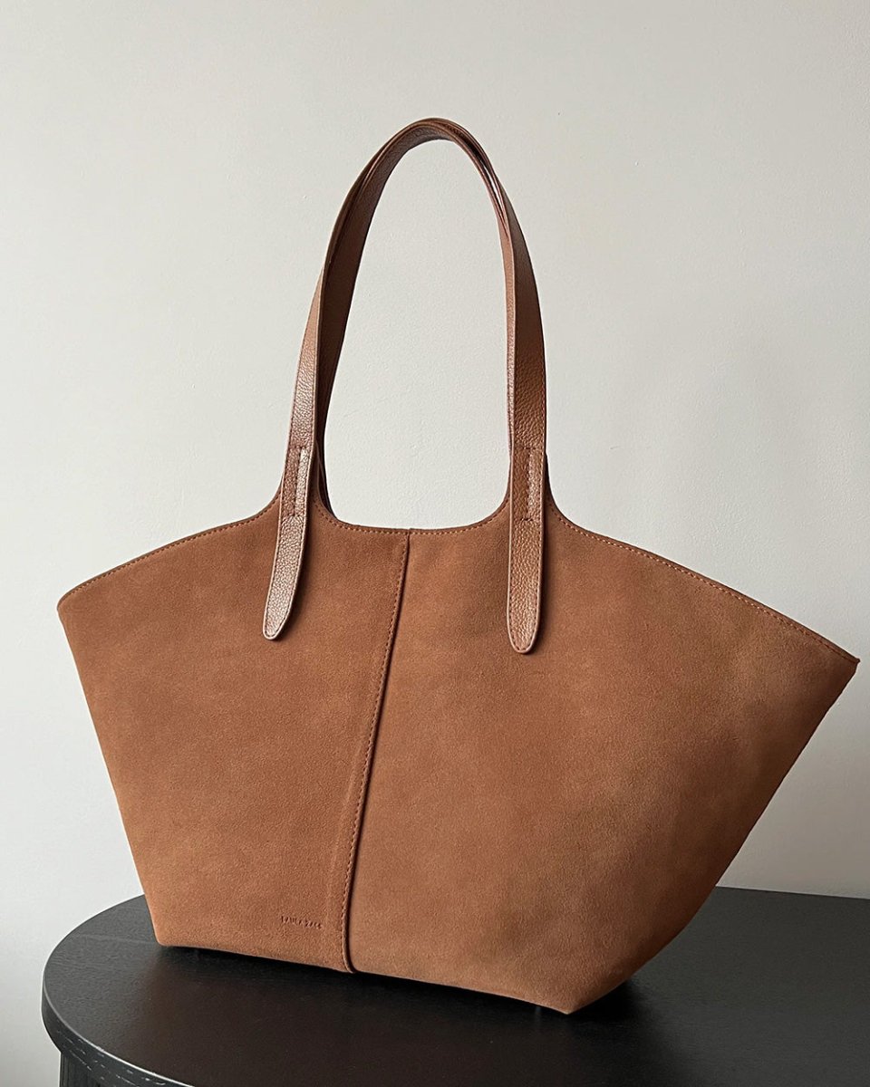 CARAMEL BROWN SUEDE TOTE BAG - BeaA - Be At Home with Yourself - Bag