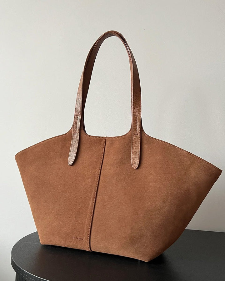 CARAMEL BROWN SUEDE TOTE BAG - BeaA - Be At Home with Yourself - Bag