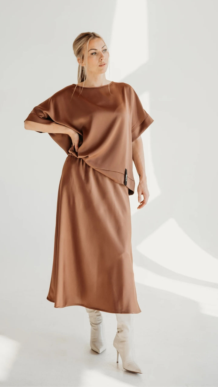 Silk Satin Top Chocolate mousse