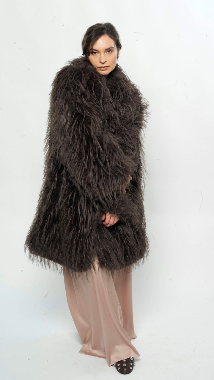 Eco-fur coat Coffee