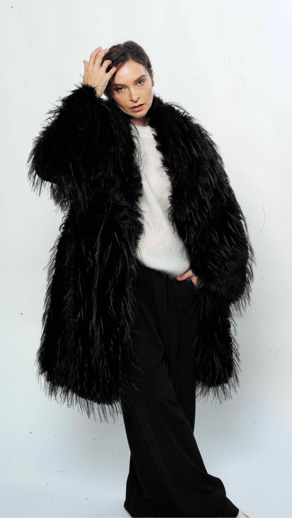 Eco-fur coat Black