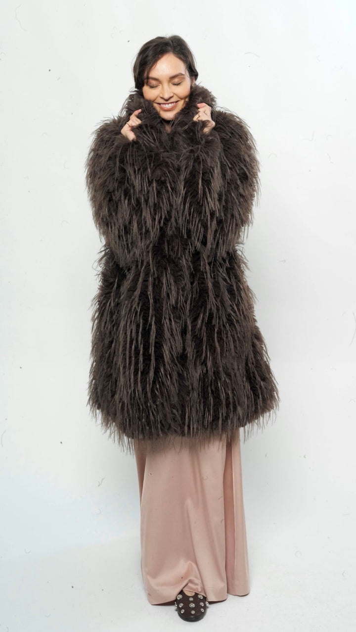 Eco-fur coat Coffee