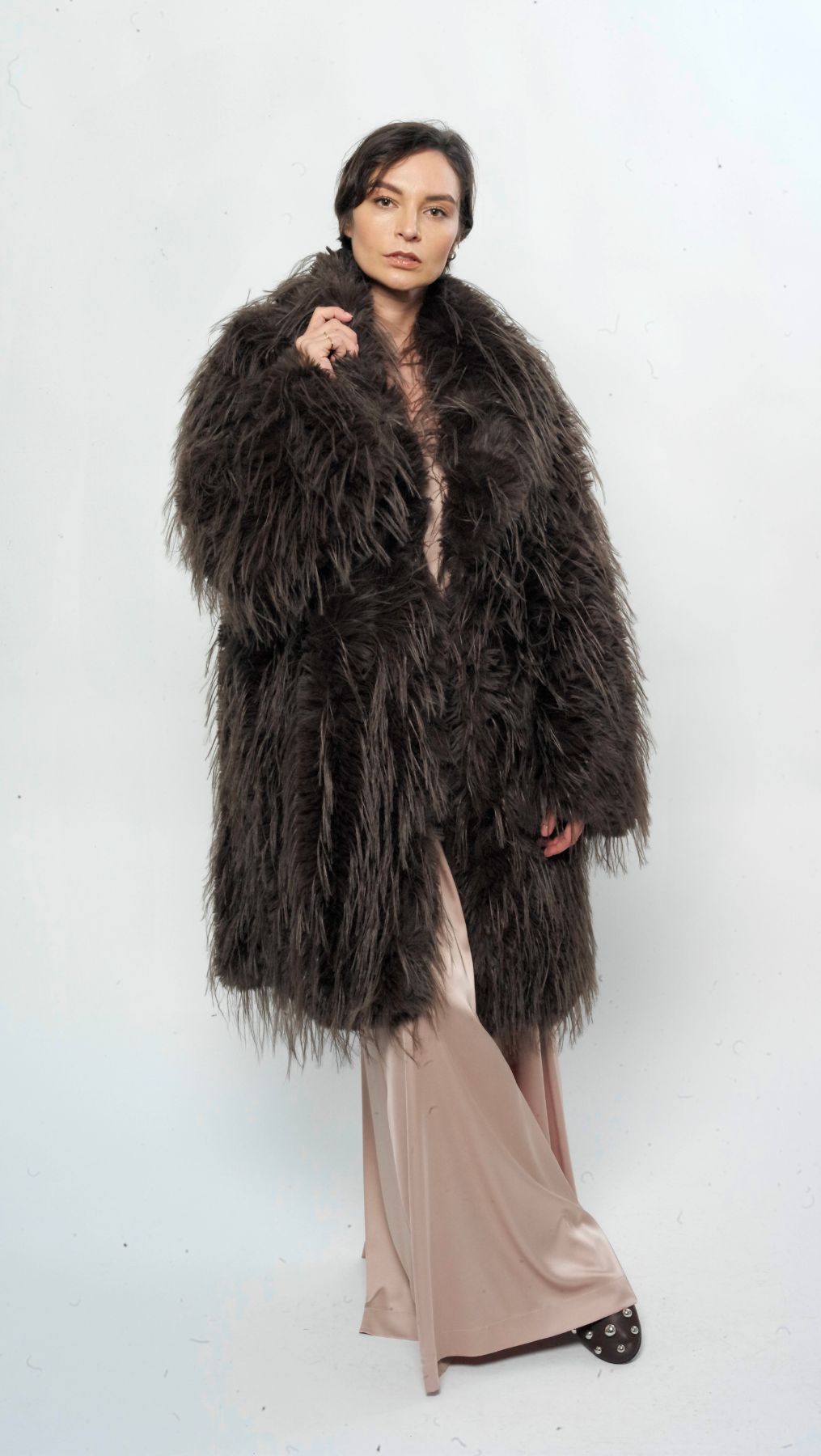 Eco-fur coat Coffee