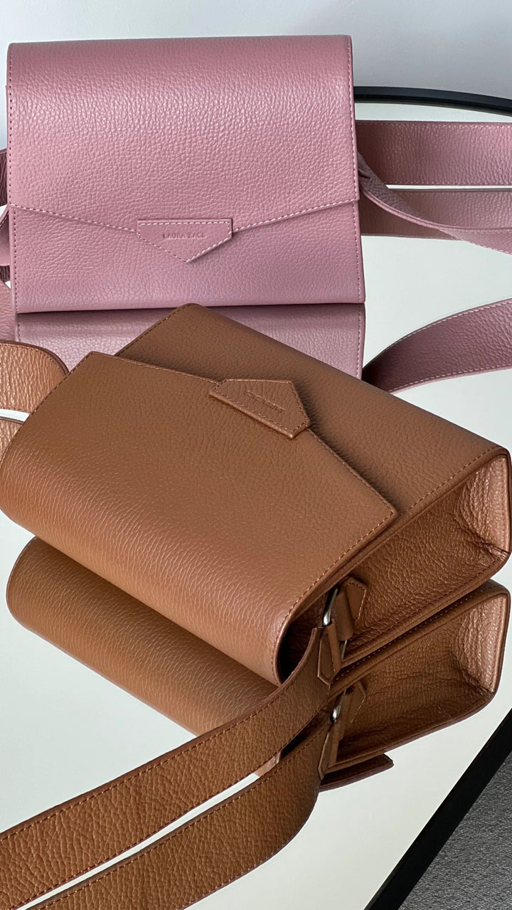 CROSS BODY BAG IN CARAMEL BROWN LEATHER - BeaA - Be At Home with Yourself - Bag