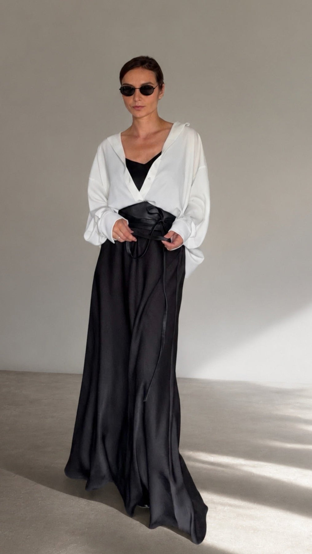 Crushed Long Bias-cut Skirt - BeaA - Be At Home with Yourself - skirt