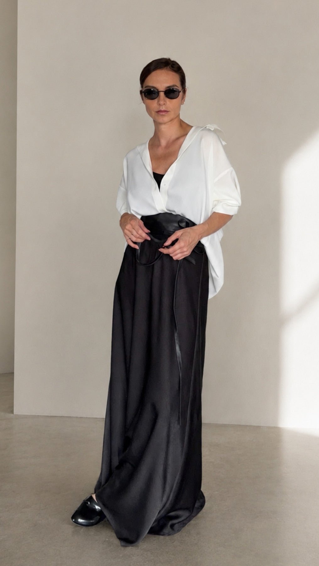 Crushed Long Bias-cut Skirt - BeaA - Be At Home with Yourself - skirt