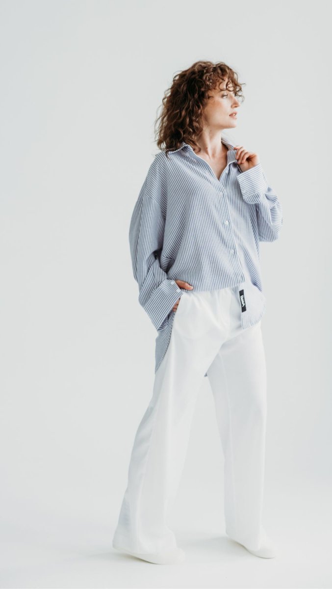 Crushed viscose trousers White - BeaA - Be At Home with Yourself - Trousers