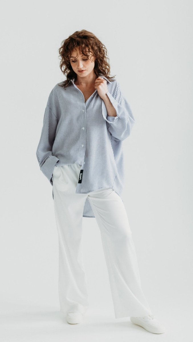Crushed viscose trousers White - BeaA - Be At Home with Yourself - Trousers
