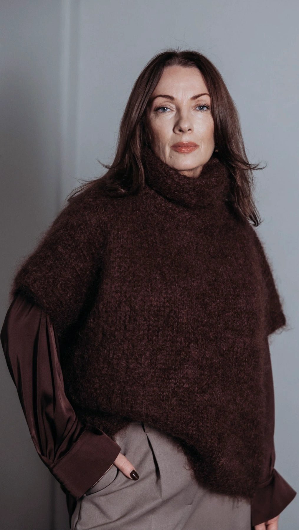 Dark Brown Silk shirt - BeaA - Be At Home with Yourself - Top