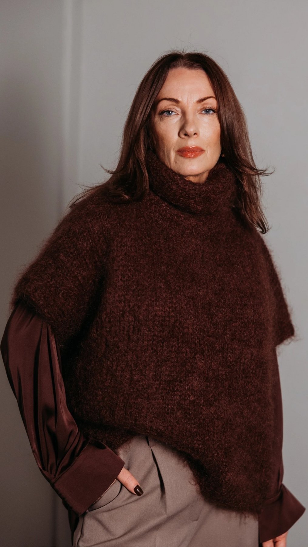 Dark Brown Silk shirt - BeaA - Be At Home with Yourself - Top