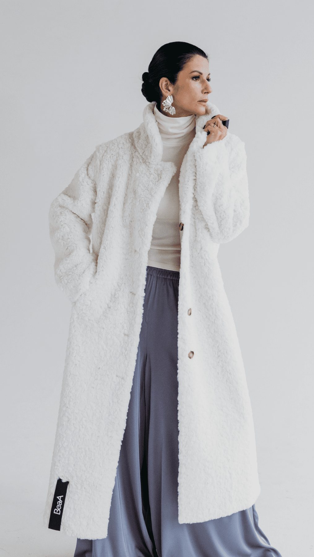 Eco - fur coat White - BeaA - Be At Home with Yourself - coat