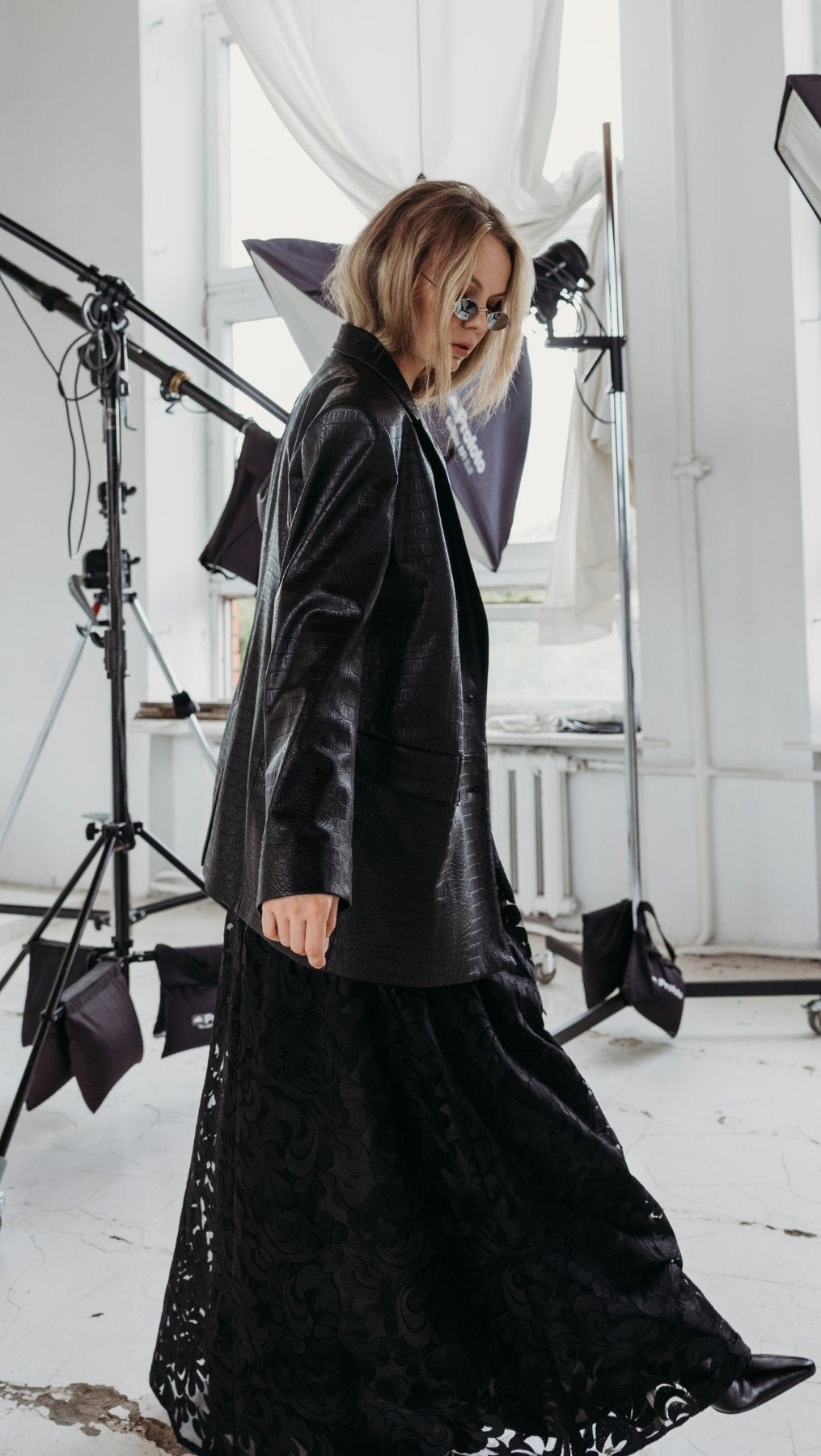 Eco-leather blazer Noir Croc - BeaA - Be At Home with Yourself - coat