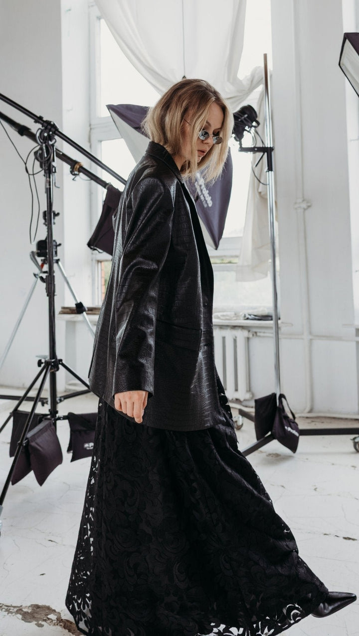 Eco-leather blazer Noir Croc - BeaA - Be At Home with Yourself - coat