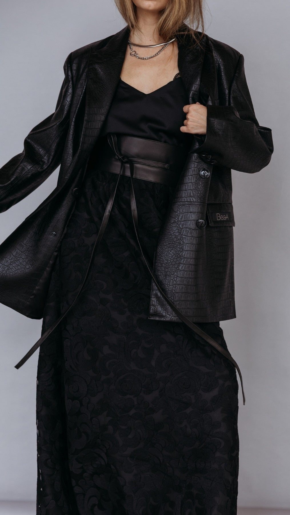 Eco-leather blazer Noir Croc - BeaA - Be At Home with Yourself - coat