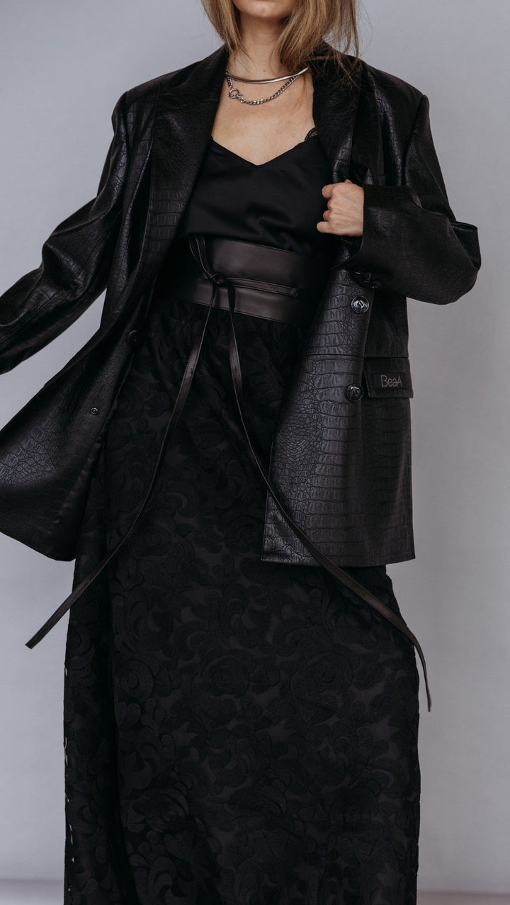 Eco-leather blazer Noir Croc - BeaA - Be At Home with Yourself - coat