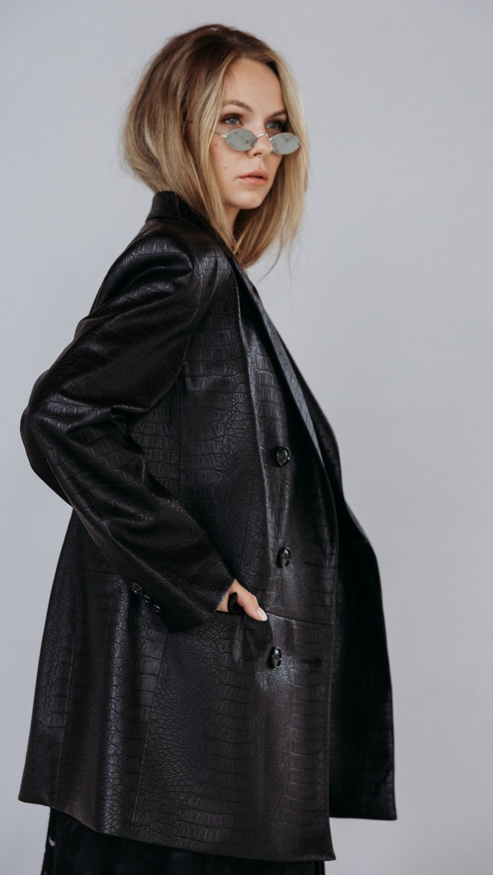 Eco-leather blazer Noir Croc - BeaA - Be At Home with Yourself - coat