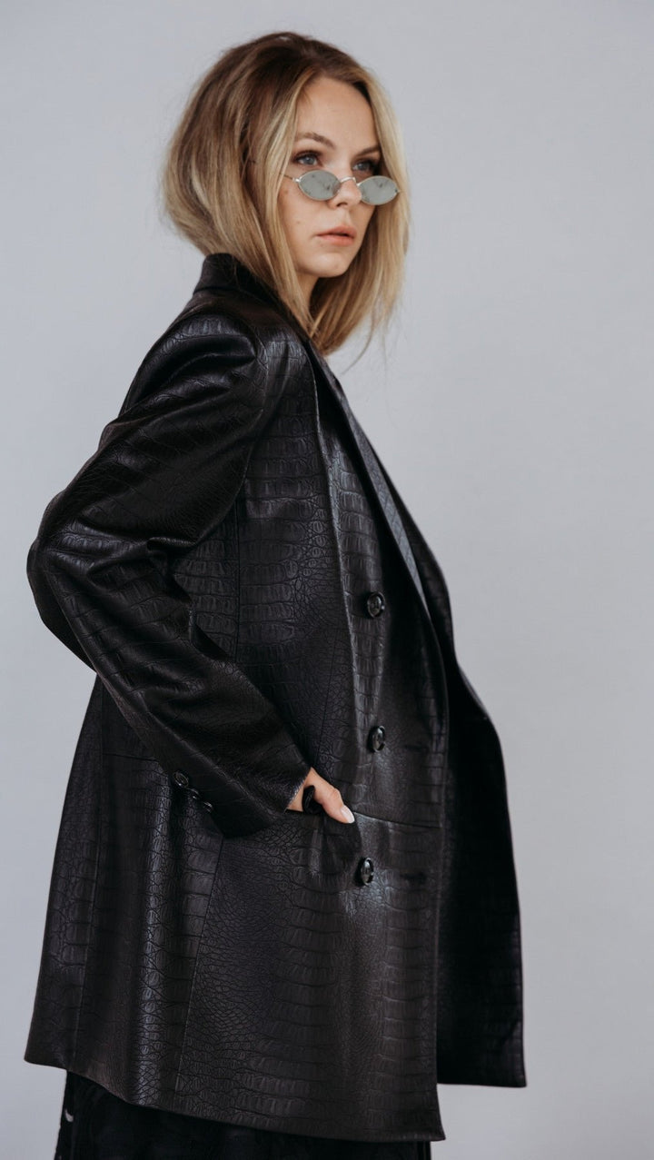 Eco-leather blazer Noir Croc - BeaA - Be At Home with Yourself - coat