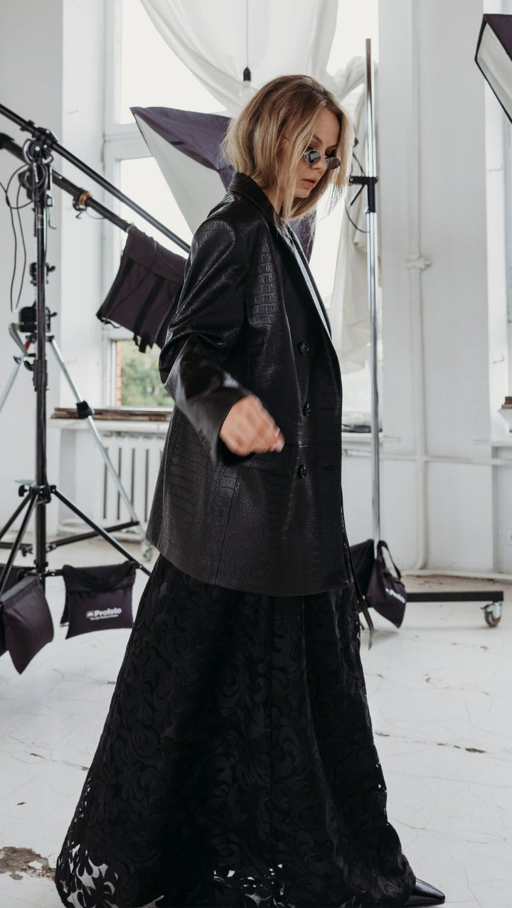 Eco-leather blazer Noir Croc - BeaA - Be At Home with Yourself - coat