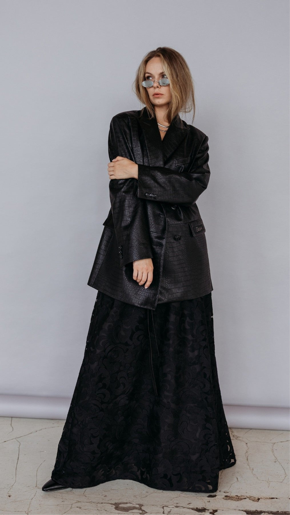 Eco-leather blazer Noir Croc - BeaA - Be At Home with Yourself - coat