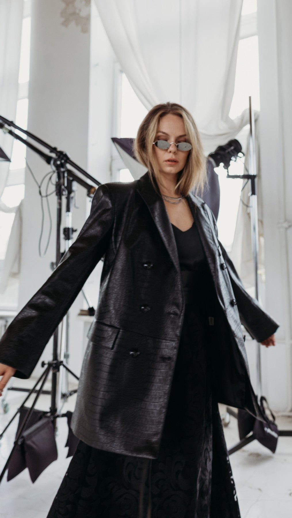 Eco-leather blazer Noir Croc - BeaA - Be At Home with Yourself - coat