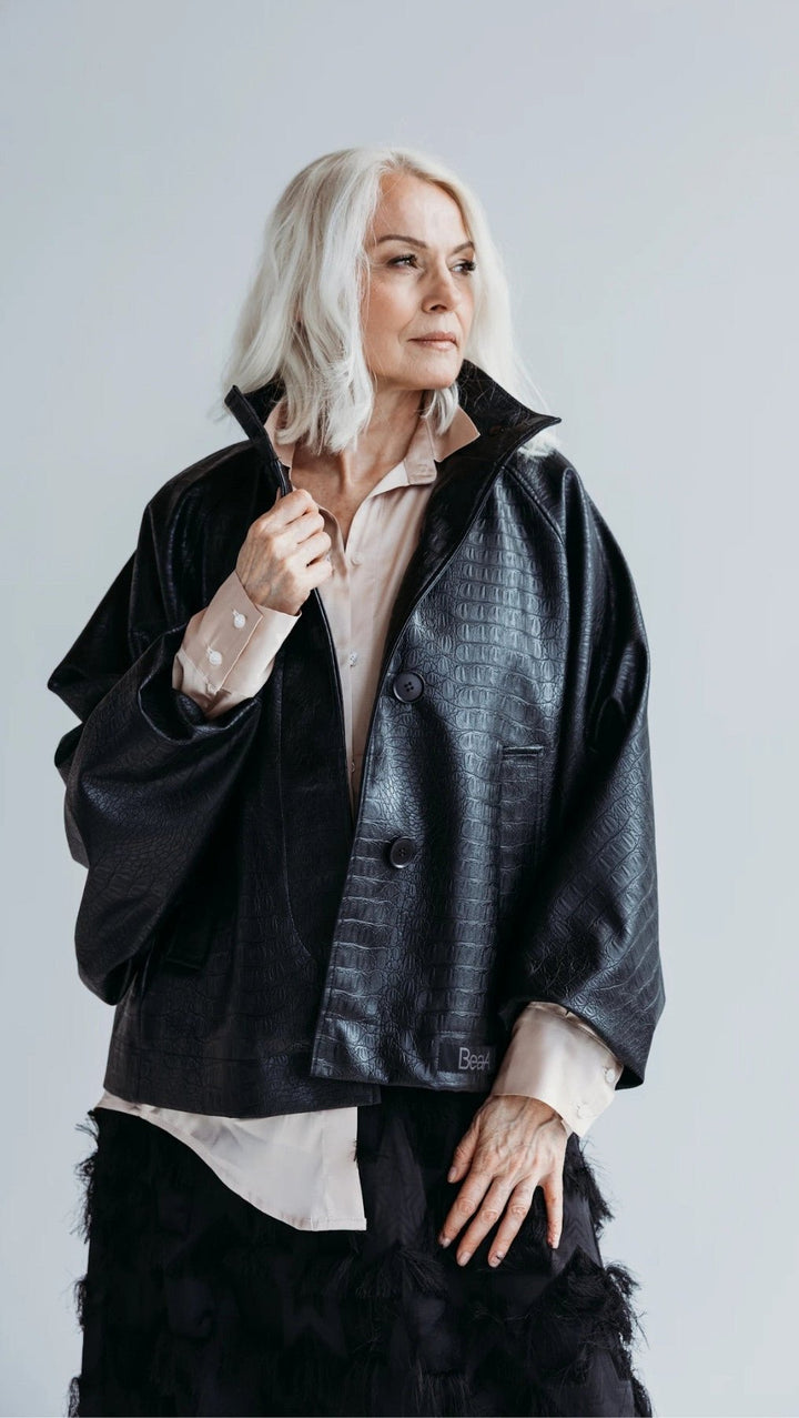 Eco - leather jacket Noir Croc - BeaA - Be At Home with Yourself - coat
