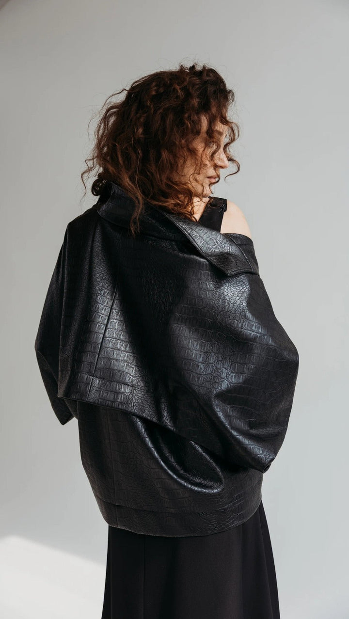 Eco - leather jacket Noir Croc - BeaA - Be At Home with Yourself - coat