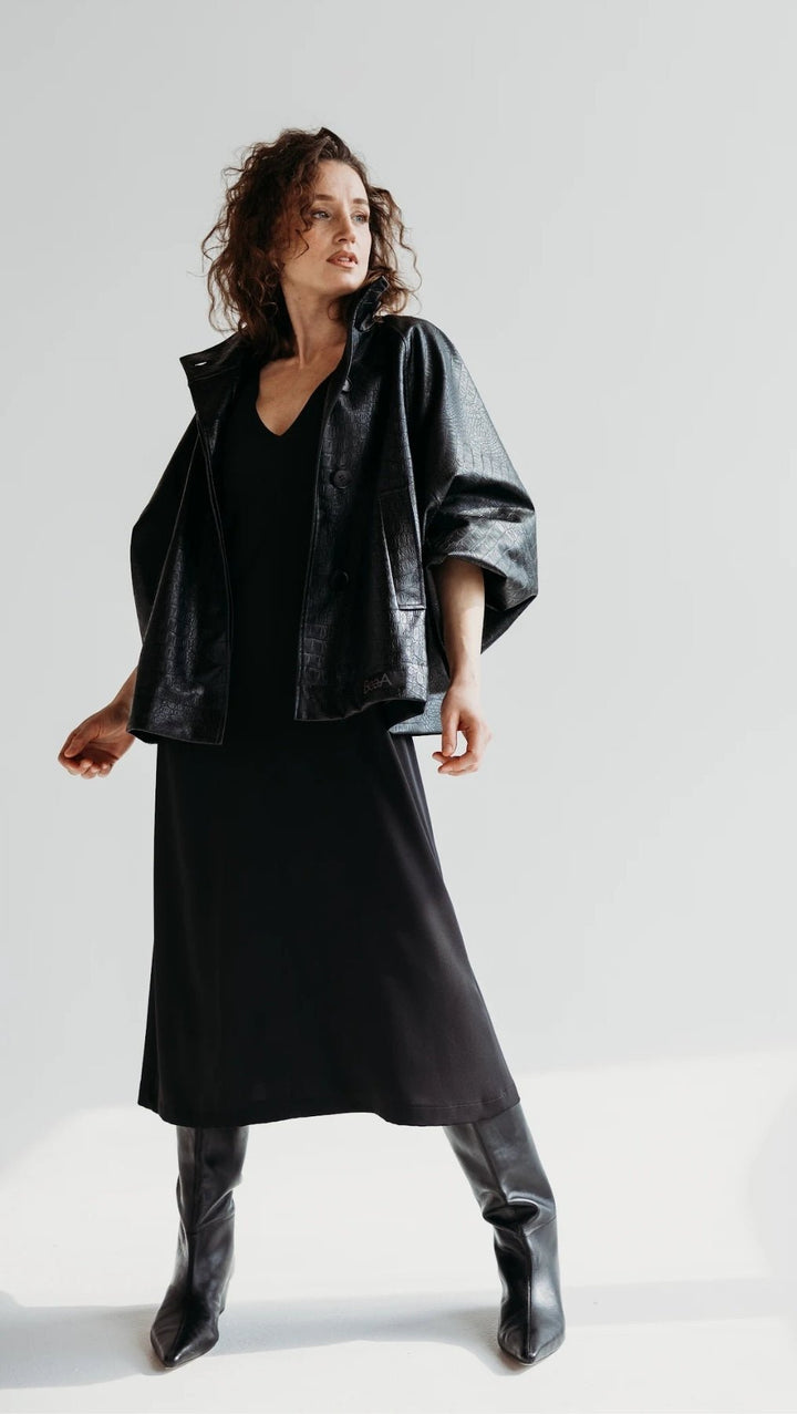 Eco - leather jacket Noir Croc - BeaA - Be At Home with Yourself - coat