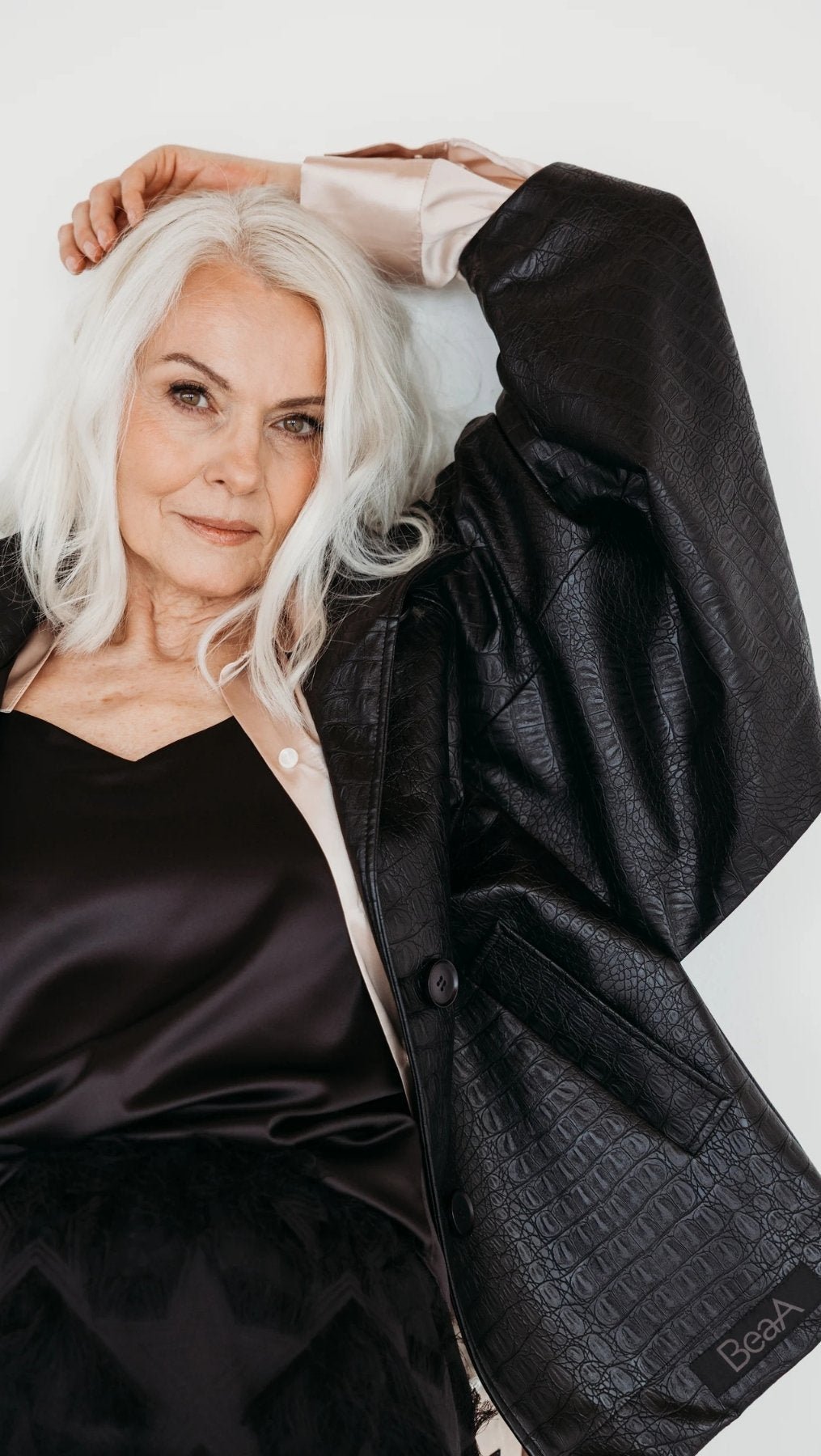 Eco - leather jacket Noir Croc - BeaA - Be At Home with Yourself - coat